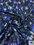Prabal Gurung Floral Stems Printed Silk Charmeuse - Navy / Blue / Green / Baby Pink