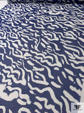 Prabal Gurung Graffiti Animal Pattern Printed Silk Chiffon - Navy Blue / Off-White