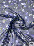 Prabal Gurung Floral Stems Printed Silk Chiffon - Navy / Blue / Green / Baby Pink
