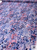 Prabal Gurung Watercolor Animal Pattern Fine Soft Silk Twill - Shades of Blues / Coral / Off-White