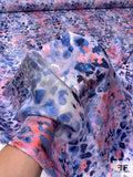 Prabal Gurung Watercolor Animal Pattern Fine Soft Silk Twill - Shades of Blues / Coral / Off-White