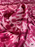 Prabal Gurung Tie-Dye Printed Fine Soft Silk Twill - Raspberry Pink / Light Pink / Black