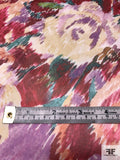 Prabal Gurung Hazy Floral Printed Silk Chiffon - Burgundy / Teal / Muted Yellow