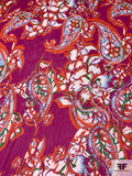 Prabal Gurung Paisley and Floral Printed Silk Chiffon - Magenta / Hot Orange / Sky Blue