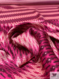 Prabal Gurung Ethnic Ikat Striped Silk Charmeuse - Raspberry Pink / Pink / Maroon