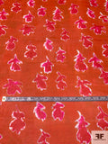Prabal Gurung Watercolor Leaf Printed Silk Chiffon - Brick Orange / Deep Hot Pink / White
