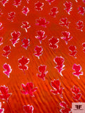 Prabal Gurung Watercolor Leaf Printed Silk Charmeuse - Brick Orange / Deep Hot Pink / White