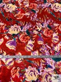 Prabal Gurung Hazy Floral Printed Silk Charmeuse - Brick Red / Teal / Oranges / Orchid
