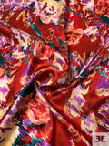 Prabal Gurung Hazy Floral Printed Silk Charmeuse - Brick Red / Teal / Oranges / Orchid
