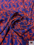 Prabal Gurung Boho Bejeweled Pattern Printed Silk Crepe de Chine - Electric Navy / Hot Orange