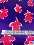 Prabal Gurung Watercolor Leaf Printed Silk Charmeuse - Purple / Magenta / Off-White