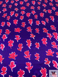 Prabal Gurung Watercolor Leaf Printed Silk Charmeuse - Purple / Magenta / Off-White