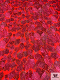 Prabal Gurung Romantic Leaf Printed Satin Silk Chiffon - Red / Pink / Black / Earth