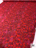 Prabal Gurung Romantic Leaf Printed Satin Silk Chiffon - Red / Pink / Black / Earth