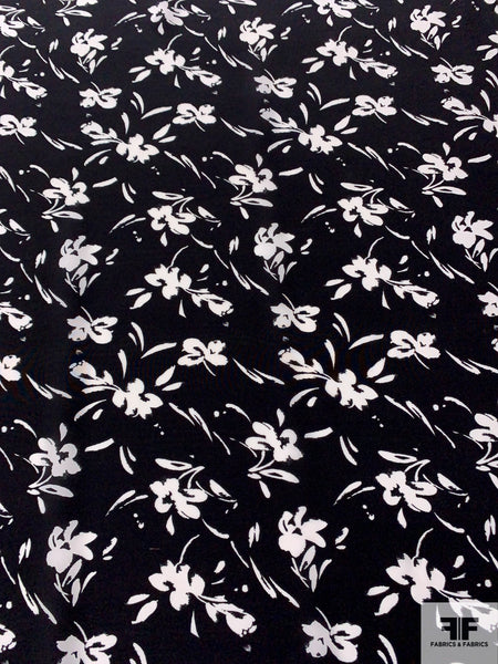 Prabal Gurung Abstract Streak Landscape Printed Silk Crepe de Chine -  Black/White/Grey