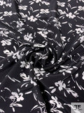 Prabal Gurung Brushstroke Floral Printed Silk Crepe de Chine - Black / Off-White