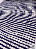 Prabal Gurung Tie-Dye Striped Printed Silk Crepe de Chine - Navy / Off-White