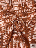 Prabal Gurung Tie-Dye Printed Soft Silk Twill - Saddle Brown / Off-White