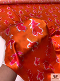 Prabal Gurung Watercolor Leaf Printed Silk Silk Charmeuse - Orange / Deep Hot Pink / Off-White