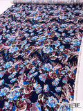 Prabal Gurung Hazy Abstract Floral Printed Heavy Silk Georgette - Navy / Blue / Purples