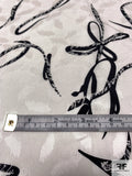 Prabal Gurung Painterly Brushstroke Ribbons Printed Silk Charmeuse Jacquard - Ivory / Black