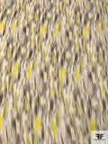 Prabal Gurung Hazy Abstract Printed Heavy Silk Georgette - Bright Yellow / Greys / Sage / Ivory