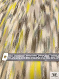 Prabal Gurung Hazy Abstract Printed Heavy Silk Georgette - Bright Yellow / Greys / Sage / Ivory