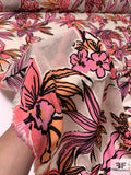Italian Prabal Gurung Tropical Floral Design Appliquéd onto Chiffon - Coral / Peach / Orchid / Beige