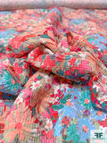 Italian Prabal Gurung Floral Printed Textured Lightweight Cotton Jacquard Brocade - Multicolor