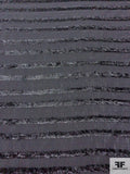 Italian Prabal Gurung Horizontal Striped Fringe Viscose Novelty - Black