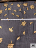 Italian Prabal Gurung Golden Leaves Silk and Lurex Satin Chiffon Panel - Black / Gold