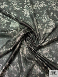 Italian Prabal Gurung Abstract Printed Silk Lamé - Black / Silver / Smokey Mint