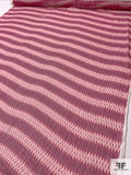 Prabal Gurung Ethnic Ikat Printed Crinkled Silk Chiffon with Lurex Stripes - Magenta / Light Pink / Gold / Silver