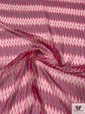 Prabal Gurung Ethnic Ikat Printed Crinkled Silk Chiffon with Lurex Stripes - Magenta / Light Pink / Gold / Silver