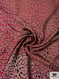 Animal Pattern Printed Silk Fuji Broadcloth - Burgundy / Deep Maroon / Denim Blue