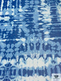 Italian Prabal Gurung Tie-Dye Printed Stretch Mesh Tulle - Shades of Blue / White