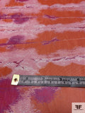 Italian Prabal Gurung Tie-Dye Printed Stretch Mesh Tulle - Rich Coral / Magneta / Soft Pink