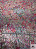 Italian Prabal Gurung Floral Printed Sequins on Tulle - Strawberry / Pinks / Seafoam
