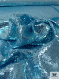 Prabal Gurung Solid Sequins on Tulle - Metallic Aqua Blue