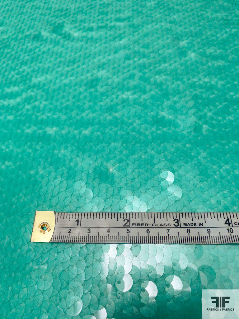 Prabal Gurung Solid Fish Scale Sequins on Tulle - Ocean Green | FABRICS ...