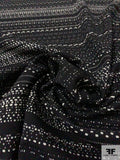 Italian Prabal Gurung Dot Striped Printed Stretch Virgin Wool Suiting - Black / Ivory