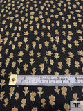 Italian Prabal Gurung Ditsy Leaf Printed Viscose Matte Jersey - Tan / Black