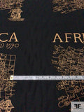 Africa Gold Foil Printed Linen-Weave Heavy Cotton - Black / Tan