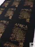 Africa Gold Foil Printed Linen-Weave Heavy Cotton - Black / Tan