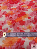 Shoshanna Floral Printed Silk Blend Satin-Back Shantung - Coral / Pinks / Ivory
