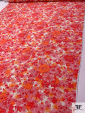 Shoshanna Floral Printed Silk Blend Satin-Back Shantung - Coral / Pinks / Ivory