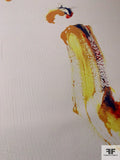 Prabal Gurung Painterly Parakeet Matte-Side Printed Heavy Silk Charmeuse Panel - Yellow / Orange / Red / Ivory