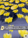 Italian Prabal Gurung Floral Printed Silk Satin Panel - Yellow / Navy / Greys