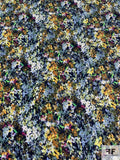 Italian Prabal Gurung Confetti Floral Printed Polyester Microfiber - Blues / Multicolor