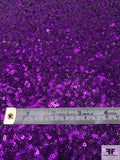 Prabal Gurung Double-Scalloped Fine Sequins on Tulle - Metallic Violet